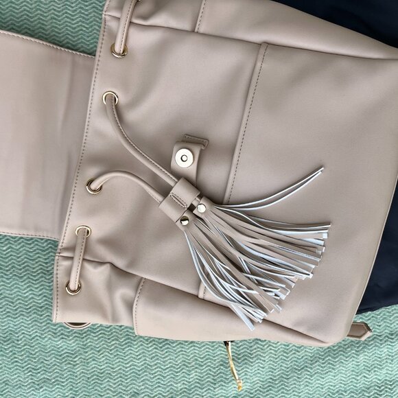 Luna Drawstring Convertible Backpack NEW + bag WEST ELM leather SAND*** - Picture 8 of 16